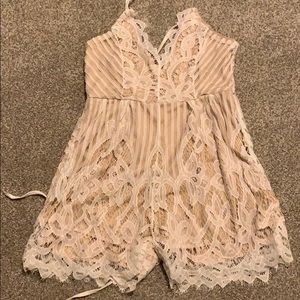 Nude and white romper